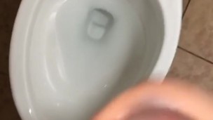 Shooting huge cum load in the bathroom at work