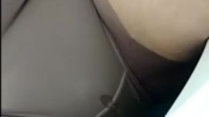 Desperately peeing my beige panties, and showing off my ass!
