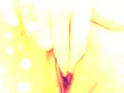 Shaved pussy fingering closeup