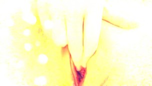 Shaved pussy fingering closeup