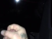 Jacking off cock in 18wheeler