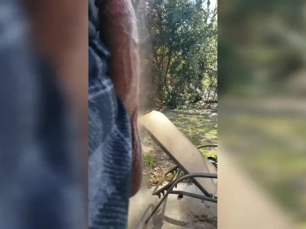 NICE COCK FUCKS FLESHLIGHT PUSSY OUTSIDE IN COLD AIR, FEELS GREAT! 