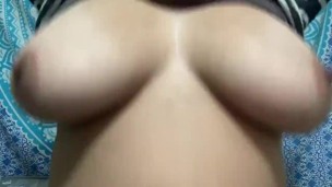 Playing with my big natural tits 