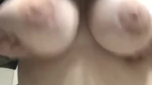 Teen plays with her giant natural tits 