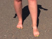 Bare feet on hot asphalt 10/16