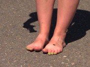 Bare feet on hot asphalt 6/16