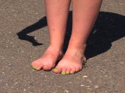 Bare feet on hot asphalt 8/16
