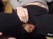 STEP SISTER PISSING HERSELF IN RIPPED YOGA PANTS AND FUCKED BY STEP BROTHER 8/16