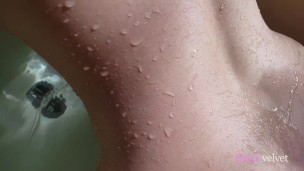 Wet thighjob cute titjob and a very intense doggystyle creampie in my bath