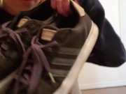 Shhhh.... Secretly Sniffing My Boyfriends Shoes While He's In The Washroom 9/16