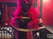 Queen Dominatrix Frida tortures Gagged Tranny in Chastity Cage and Bondage 6/16