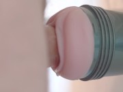 I fuck deep my Fleshlight and i let my pulsating big cock cum inside orgasm