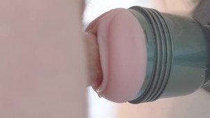 I fuck deep my Fleshlight and i let my pulsating big cock cum inside orgasm
