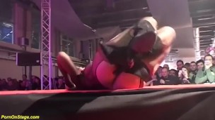 strapon sex on public stage