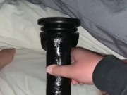 Huge BBC dildo fucks tight white pussy
