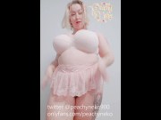 Chubby BBW with Glasses Teases you in Cute Pink Lingerie