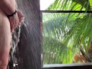 honeymoon couple taking a romantic shower after sex on paradise island 2/16