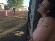 ENBY SLUT RIDES NUDE IN OPEN BOXCAR