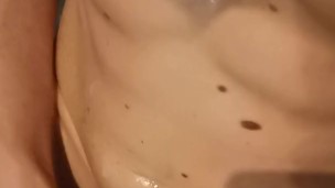 Enjoying myself in the shower, with pee and cum