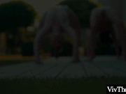 Lesbians gets sweaty as gorgeous brunette eats sexy red heads hairy pussy 1/16