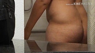 Male Hitchhiker masturbates in shower