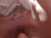 Milf with big tits and big ass cleaning the  house and gets horny  9/16