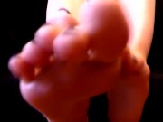 Beautiful feet with long toes and black nails - foot fetish from Lady_F 14/16