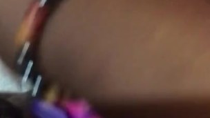 Pinky gets deep in ebony pussy