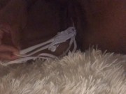 Stuffing My White Floral Panties Into My Sweet Pussy