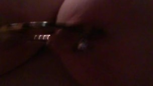 Fat Tits Clamped Together With Hair Clip On Diapered Bitch