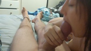 Teen sucks a nice big dick