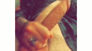 Bearded guy jacks off dick and moans deep