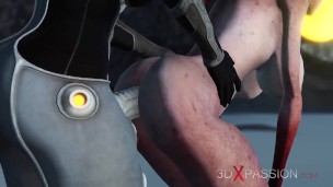 Female alien gets fucked hard by sci-fi explorer in spacesuit on exoplanet