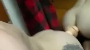 Daddy’s stupid slut playing with her new dildo 