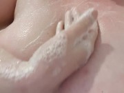 Showering Rubbing Huge Soapy Tits