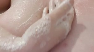 Showering Rubbing Huge Soapy Tits