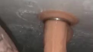 Riding my 8” dildo in the shower
