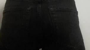 Anal butt plug in ass under clothes