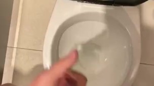 Wanking in gym toilets again with big cumshot nearly got caught
