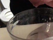  Squirting milk in a bowl