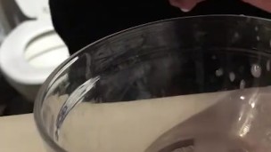  Squirting milk in a bowl