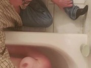 Bath time for babygirl and Daddy