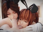 Mai and Kasumi Shared Blowjob Dead or Alive