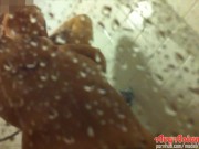 Avg Asian Couple Shower (voyeur caught on MILF taking a shower) 8/16