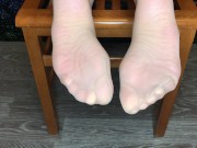 STUDENT GIRL IN NYLON DRESSES AND SHOW STOCKINGS FOOT FETISH