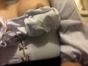 Schoolgirl touches herself in the toilet during the lesson. 2/16