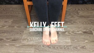 Student girl in white socks show foot and socks pov