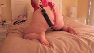 Spanking Solo BBW in Red Corset