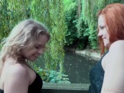 Outdoor lesbian sex between teen lovers with horny pussy 4/16