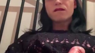 Crossdresser Isa Jerking Off Big cock 
